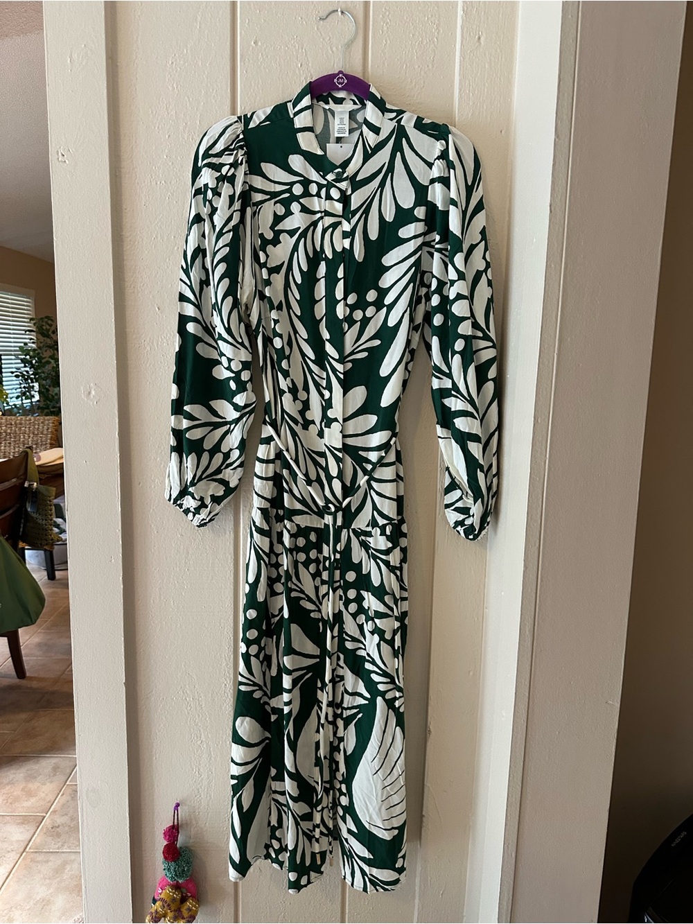 NEW GORGEOUS H&M GREEN/WHT PRINT LONG MAXI DRESS WOW M